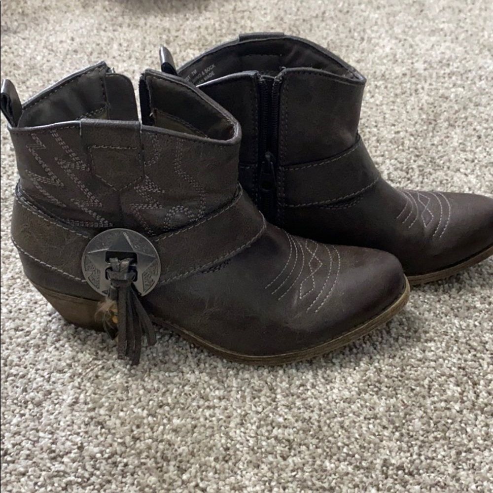 Brown ankle cowboy boots